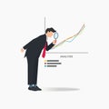 Businessman holding magnifying glass with line chart analysis vector illustration Royalty Free Stock Photo