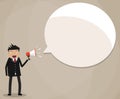 Businessman holding megaphone speech bubble Royalty Free Stock Photo