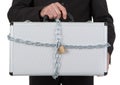Businessman holding metal suitcase Royalty Free Stock Photo