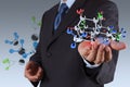 Businessman holding a molecule