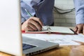 Businessman holding a pencil