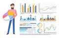 Businessman Holding Pie Diagram, Infocharts Set