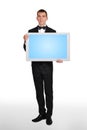 Businessman holding plasma Royalty Free Stock Photo
