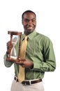 Businessman holding a sand timer Royalty Free Stock Photo