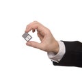 Businessman holding a Secure Digital Memory Card