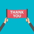 Businessman holding thank you sign, vector