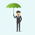 Businessman holding umbrella business protect concept cartoon vector