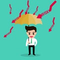 Businessman holding umbrella protect risk. Royalty Free Stock Photo