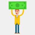 Businessman holding up the money for business profit  concept vector illustration Royalty Free Stock Photo