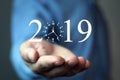 Businessman holding 2019. Welcome New Year Royalty Free Stock Photo