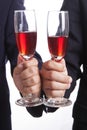 Businessman holding wine Royalty Free Stock Photo