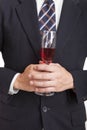 Businessman holding wine Royalty Free Stock Photo