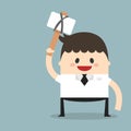 Businessman holds hammer cartoon, flat design vector illlustion eps10. Royalty Free Stock Photo