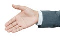 Businessman holds out his hand for a handshake Royalty Free Stock Photo