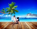 Businessman Holiday Working Business Travel Beach Concept Royalty Free Stock Photo