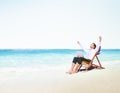 Businessman Holiday Working Business Travel Beach Concept Royalty Free Stock Photo