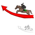 Businessman on horseback jumping over the red arrow vector illus Royalty Free Stock Photo