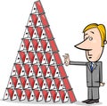 Businessman and house of cards cartoon Royalty Free Stock Photo