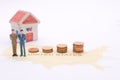 Businessman and house on map American. Miniature people