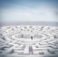 Businessman and huge maze. 3d rendering