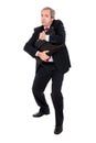 Businessman hugging briefcase Royalty Free Stock Photo