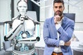 Businessman and Humanoid Robot