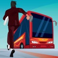 Businessman in a hurry for the passenger bus Royalty Free Stock Photo