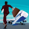 Businessman in a hurry for the passenger plane