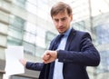 Businessman hurrying to meeting