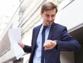 Businessman hurrying to meeting