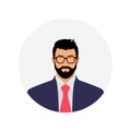 Businessman Icon Image, Male Avatar Profile Vector with Glasses and Beard Hairstyle