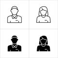 Businessman icon set. Business woman icons. User icon. Professional company person or worker symbol. Anonymous profile sign.