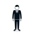 Businessman icon in suit full height. Isolated vector on white. Standing Person. Front view man