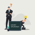 Businessman with idea ask for increase the salary. The boss consider the increase salary vector illustration