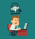 Businessman idea in a cage Royalty Free Stock Photo