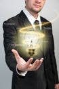 Businessman with idea light bulb