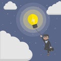 Businessman Idea Took Him To The Dark Sky Illustration