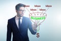 Businessman in ideas generation concept Royalty Free Stock Photo