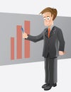 Businessman Illustration explaining success charts Royalty Free Stock Photo