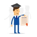 Businessman illustration of obtaining degree, diploma university, college or business school