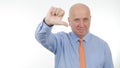 Businessman Image Make Dislike Gestures Smiling Thumbs Down Sign Royalty Free Stock Photo