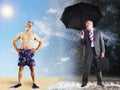 Businessman Imagining Of Summer Vacation Royalty Free Stock Photo