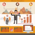 Businessman infographic with cartoon businessman