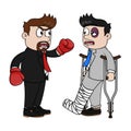 Businessman Injured Because Of Boxing Color Illustration