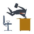 Businessman inside computer. Computer absorbed man. Vector illus