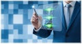 Businessman interacting with digital interface future technology data visualization business innovation Royalty Free Stock Photo