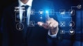 Businessman Interacting with Digital Low Code Platform Interface for Software Development and Workflow Automation Quark Royalty Free Stock Photo