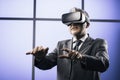 Businessman interacting with virtual reality Royalty Free Stock Photo