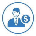 Businessman, investor icon / blue color