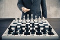 Businessman invites to play a chess